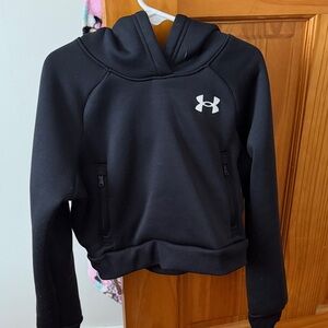 Under Armour Black Youth Hooded Sweatshirt with White Logo